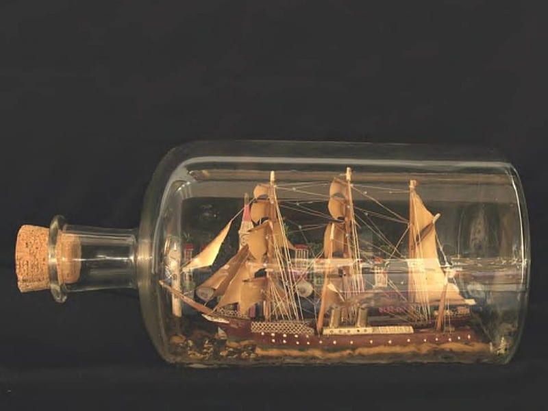 Ship In A Bottle, cork, graphy, ship, bottle, HD wallpaper