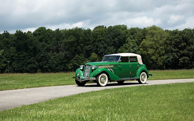 Auburn 851, 1935, Classic Cars, retro cars, green Auburn 851, american retro cars, Auburn Automobile, HD wallpaper