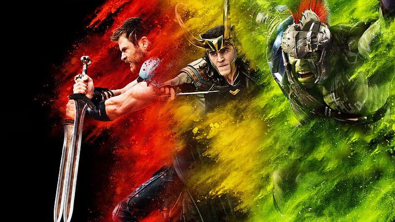 Hulk, Movie, Thor, Loki (Marvel Comics), Chris Hemsworth, Tom Hiddleston, Mark Ruffalo, Thor: Ragnarok, HD wallpaper