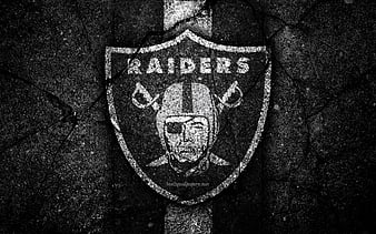 Oakland Raiders, logo, black stone, NFL, american football, USA, asphalt texture, National Football League, American Conference, HD wallpaper