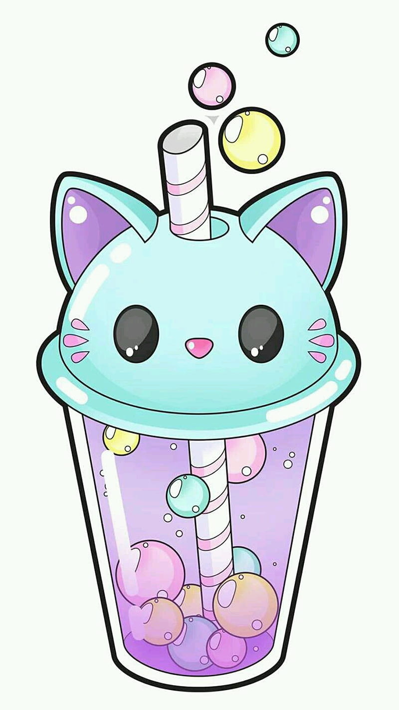 Cat Smoothie, cats, cute, kawaii, pastel, HD phone wallpaper