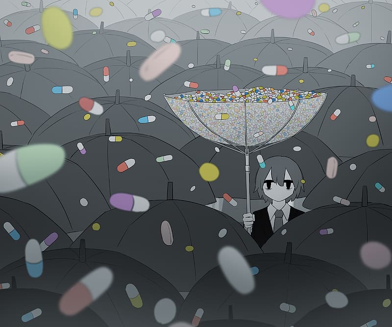 Anime, Girl, Umbrella , Drugs, HD wallpaper