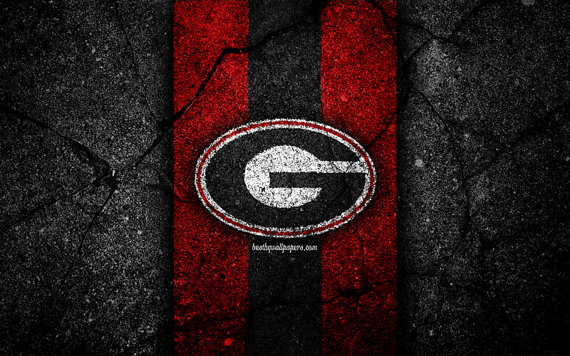Georgia Bulldogs american football team, NCAA, red black stone, USA, asphalt texture, american football, Georgia Bulldogs logo, HD wallpaper