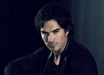 Ian Somerhalder, the vampire diaries, black, man, by cehenot, damon ...