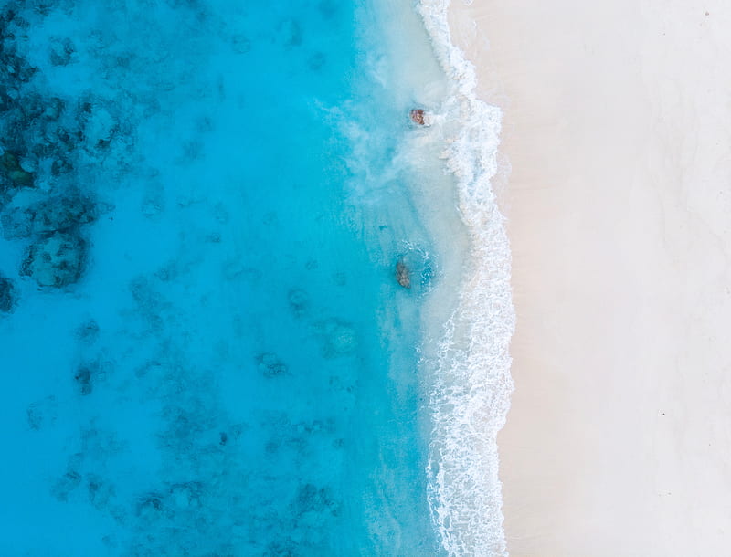 beach, coast, aerial view, sea, surf, HD wallpaper