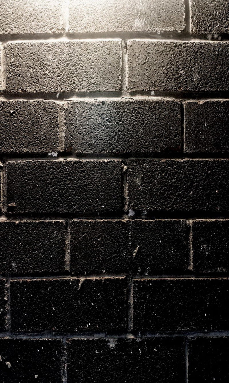 Black Brick Wall, background, black bricks wall, HD phone wallpaper