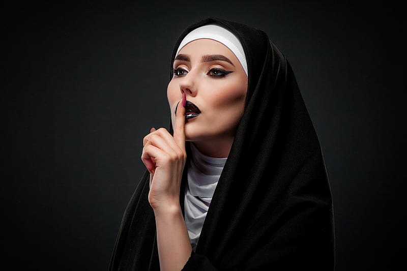 Women, Cosplay, Girl, Lipstick, Nun, HD wallpaper
