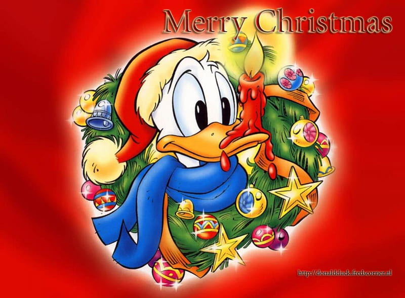 Merry Christmas, red, cartoons, candal, christmas, walt disney, donald duck, cartoon, animacion, disney, HD wallpaper