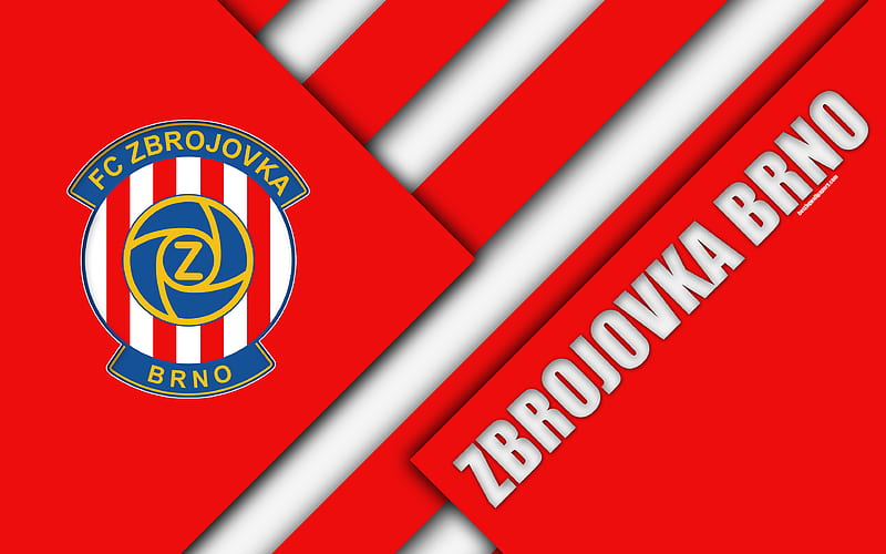 FC Zbrojovka Brno logo, material design, red white abstraction, Czech football club, Brno, Czech Republic, football, Czech First League, HD wallpaper