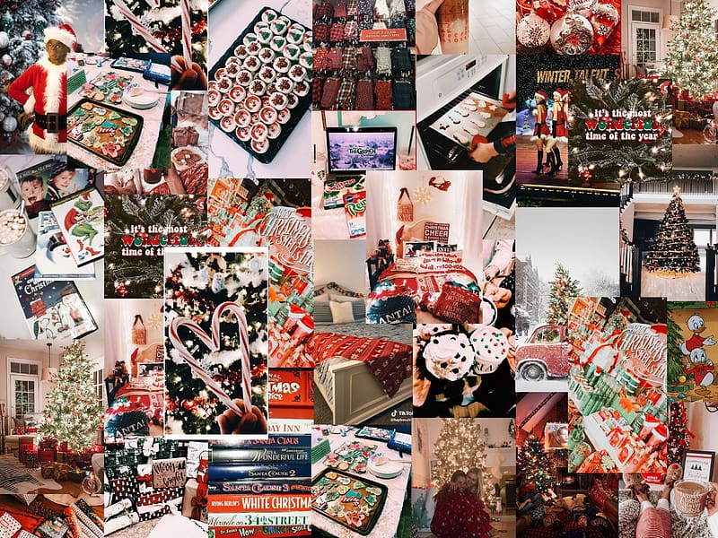 Download Cool Preppy Christmas Collage Wallpaper
