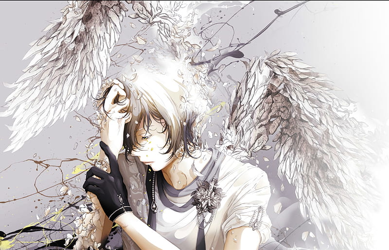 Angel, fantasy, wings, guy, anime, manga, man, bouno satoshi, glove, white,  HD wallpaper | Peakpx
