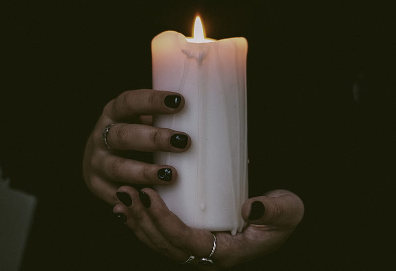 candle, fire, wax, hands, HD wallpaper