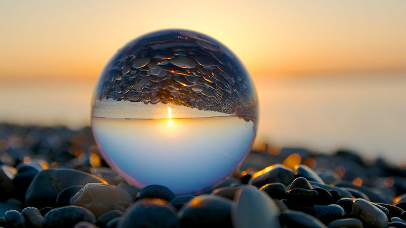 Pebbled Refraction, glass, refraction, pebbles, nature, marble, HD wallpaper
