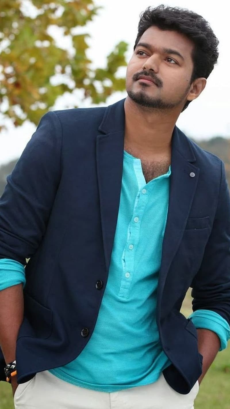 Vijay , Navy Blue Blazer, actor, south indian, HD phone wallpaper