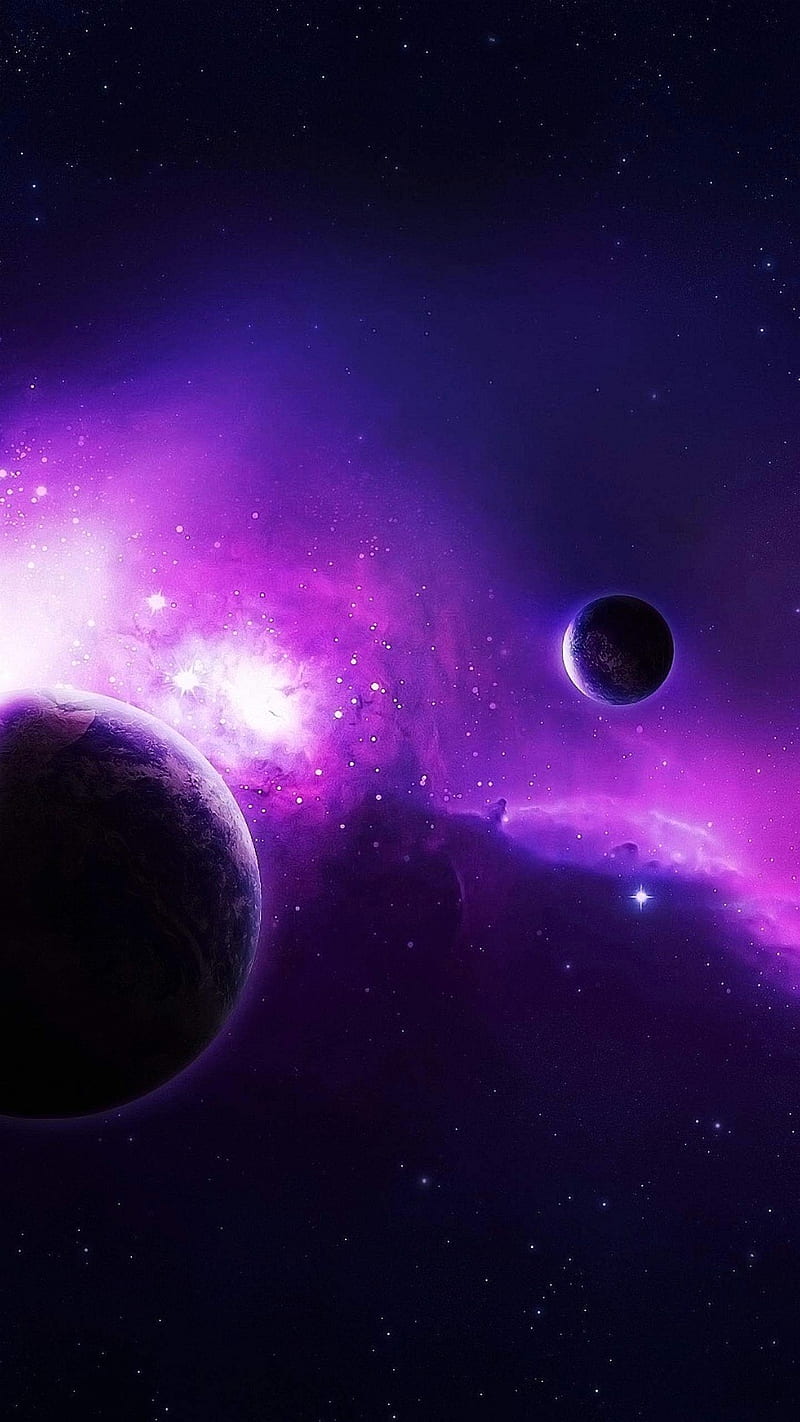 Purple Galaxy iphone, planet, violet, HD phone wallpaper | Peakpx