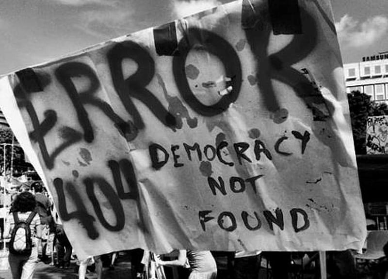 Error 404, protest, banner, error, pic, black and white, wall, graphy, people, democracy, HD wallpaper