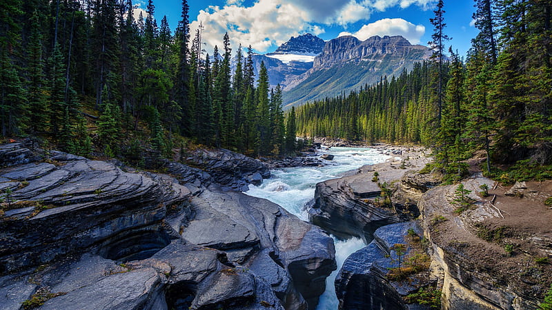 Banff National Park Canada Mountain Landscape And River Nature, HD wallpaper