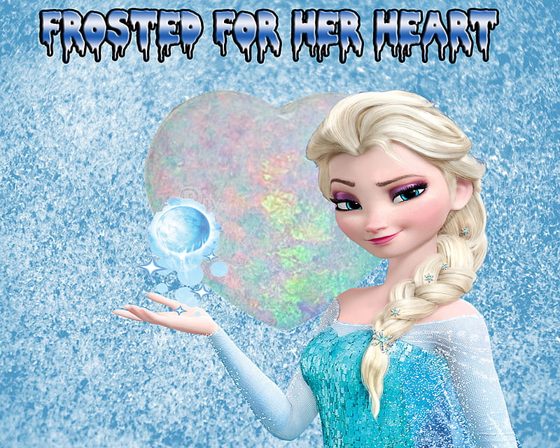 frosted elsa, frost, frozen, heart, ice, love, HD wallpaper