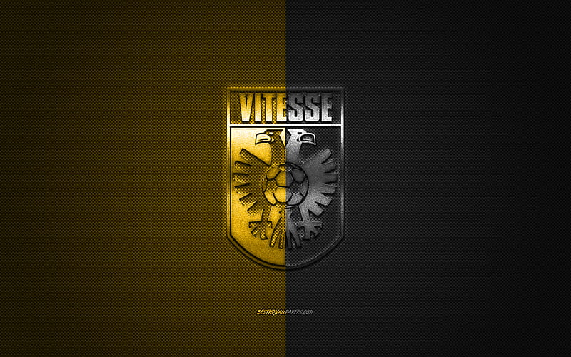 SBV Vitesse, Dutch football club, Eredivisie, black and yellow logo, black and yellow fiber background, football, Arnhem, Netherlands, SBV Vitesse logo, HD wallpaper
