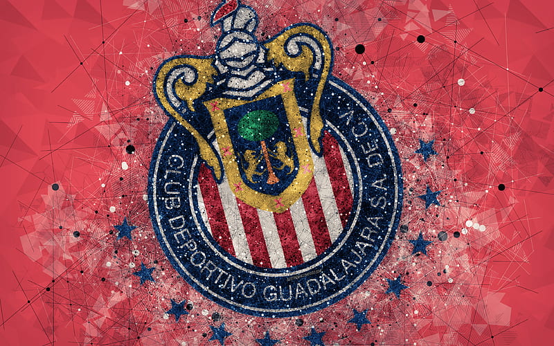 CD Guadalajara Chivas geometric art, logo, Mexican football club, red abstract background, Primera Division, Guadalajara, Mexico, football, Liga MX, HD wallpaper
