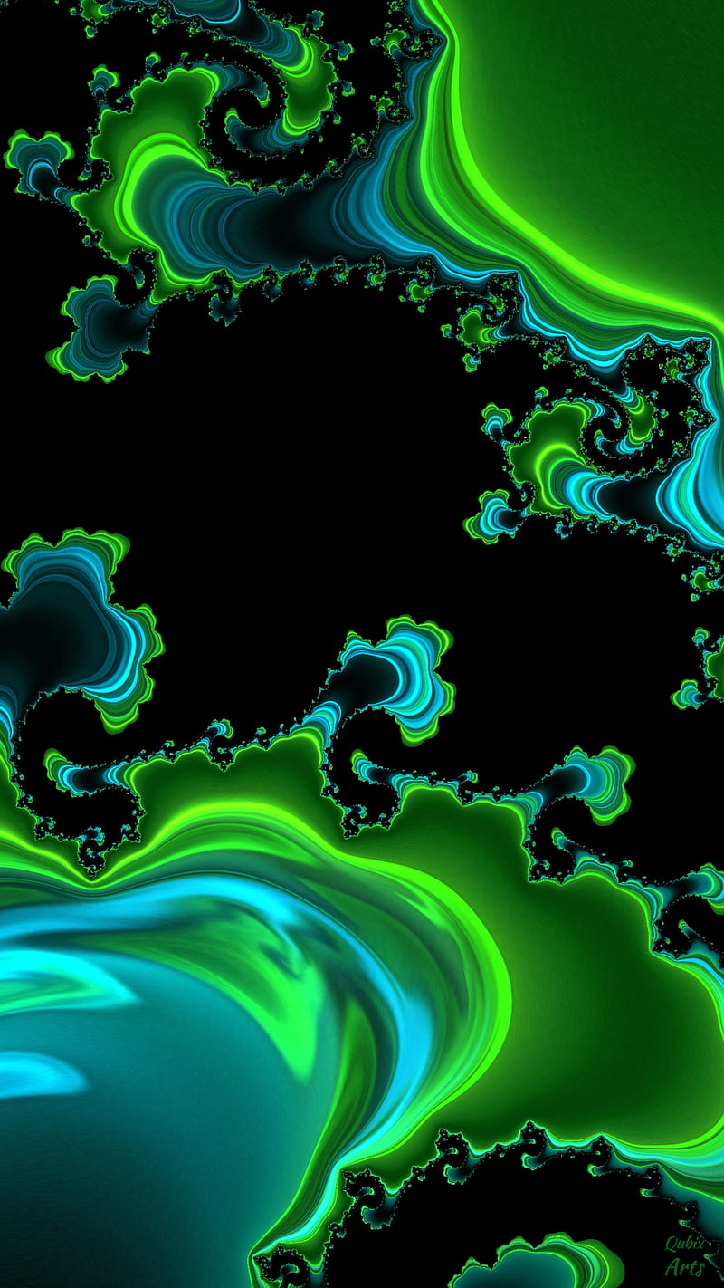 3D Green Abstract 2, 3D, QUBIX, abstract, art, artist, black, blue, colorful, colors, colr, cyan, dark, desenho, fluid, gold, gradient, green, infinity, jelly, lighting, lights, liquid, liquify, multi, multicolor, orange, paint, painting, pink, poly, purple, red, spiral, stars, white, yellow, HD phone wallpaper