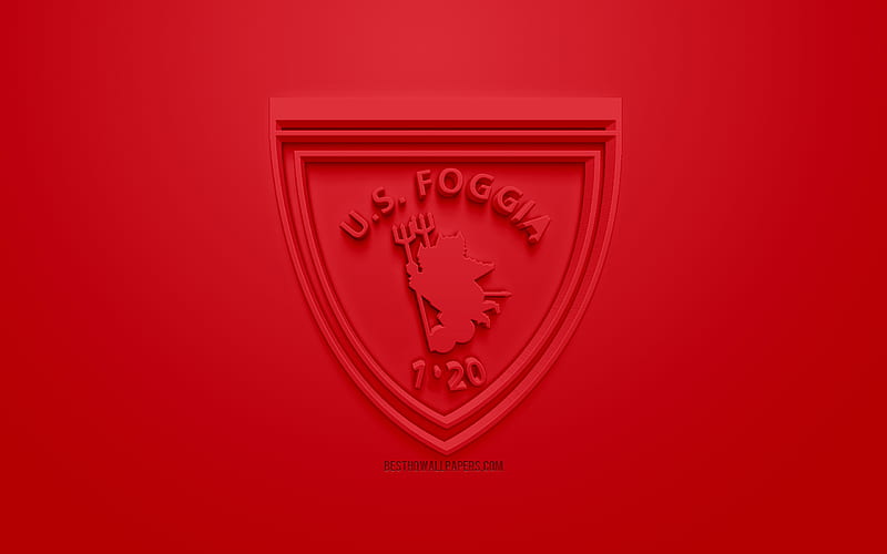 Foggia Calcio 1920, creative 3D logo, red background, 3d emblem, Italian football club, Serie B, Foggia, Italy, 3d art, football, stylish 3d logo, HD wallpaper