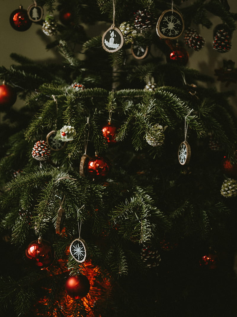 tree, decorations, balls, cones, new year, christmas, HD phone wallpaper