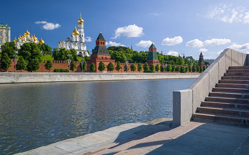 Moscow Kremlin, Russia, Kremlin, Moscow, river, Russia, HD wallpaper