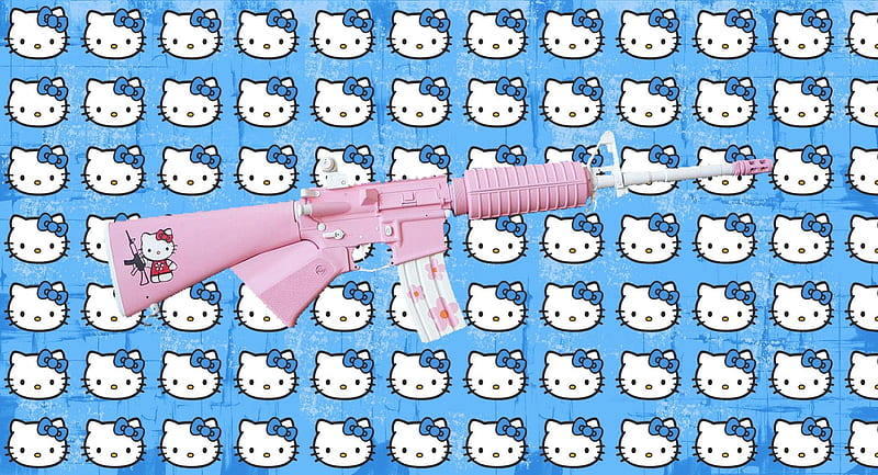 Hello Kitty AR-15, AR-15, rifle, Hello Kitty, Cat, HD wallpaper
