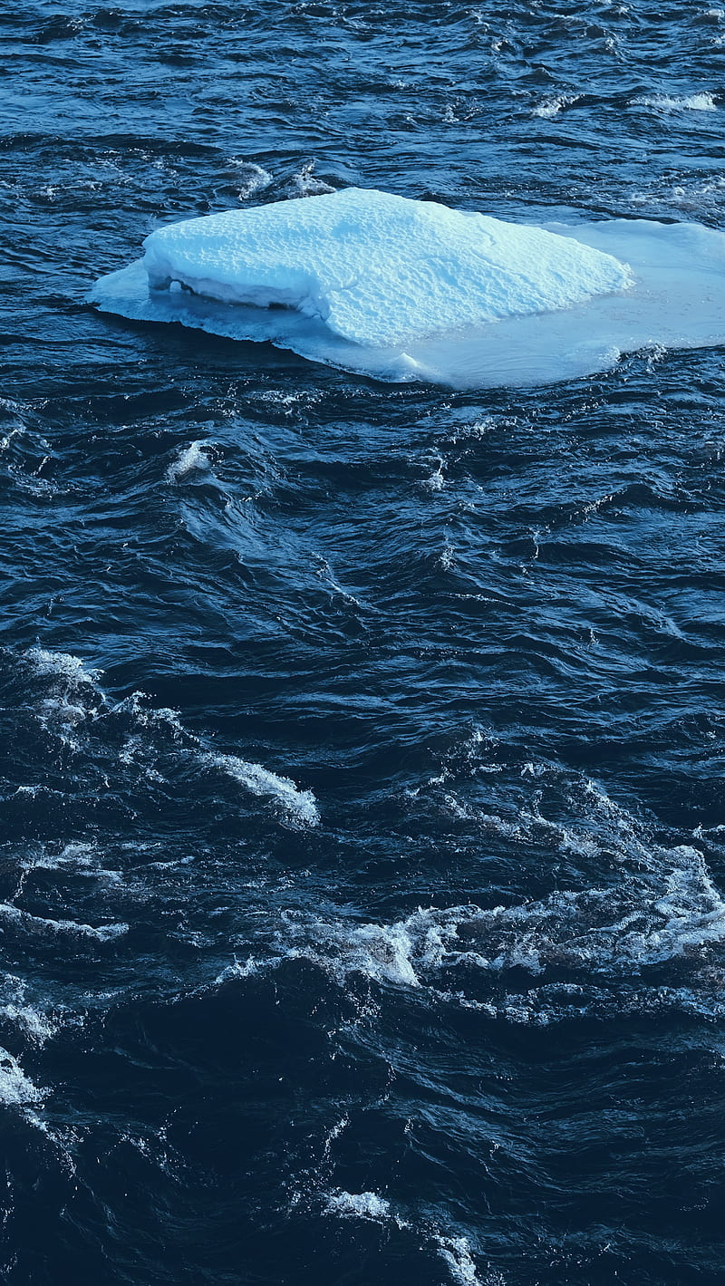 ice, ice floe, water, waves, snow, HD phone wallpaper