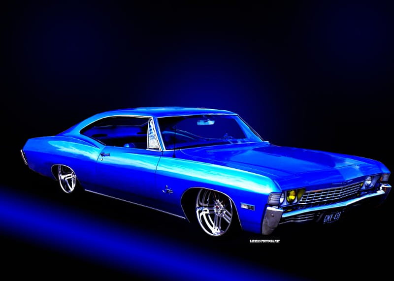 Chevy Impala, chevy, impala, blue, car, HD wallpaper