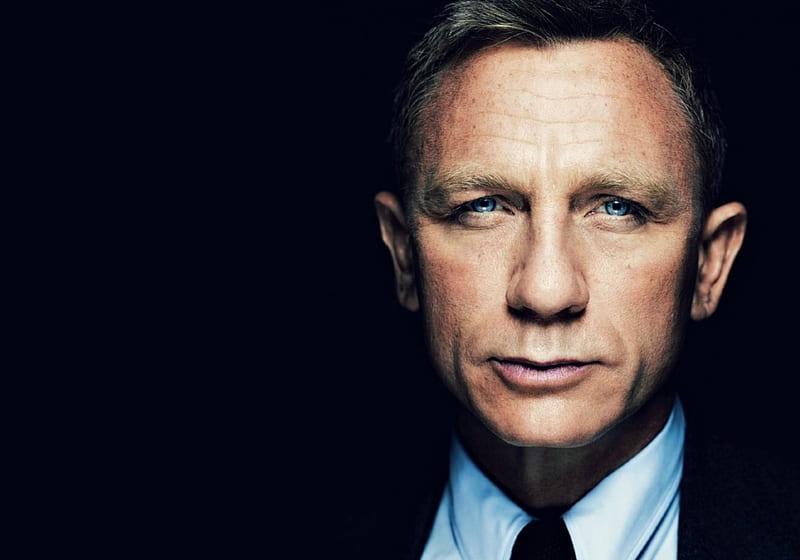 Daniel Craig, male, black, face, man, blue eyes, actor, HD wallpaper