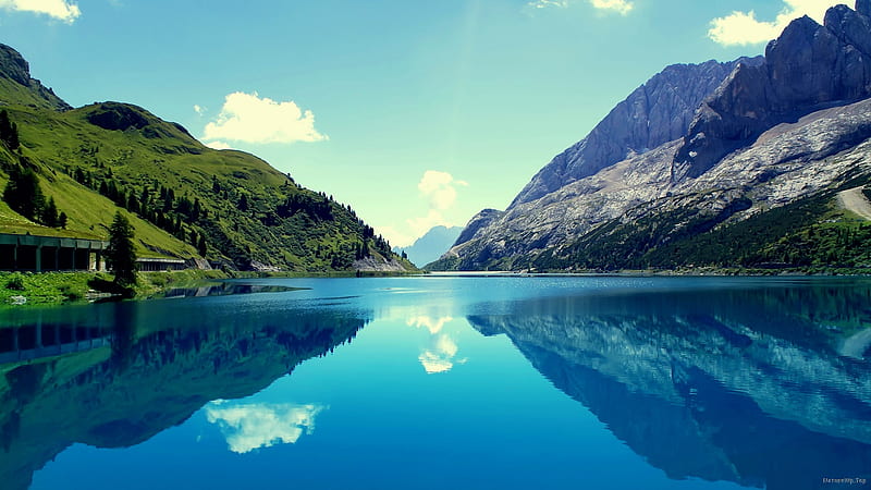 Blue Water Mountains, lake, mountains, nature, HD wallpaper