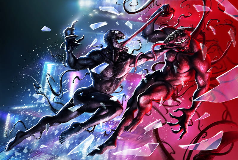 Venom Vs Riot Illustration, venom-movie, venom, supervillain, digital-art, artwork, art, artstation, HD wallpaper