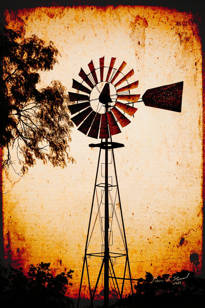 BSI Texas Windmill, beautifullyscene, country, farm, rural, rust, rustic, HD phone wallpaper