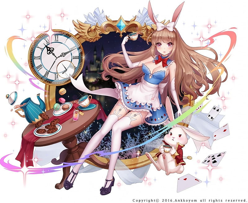 Alice, cute, pretty, rabbit, fairy tail, girl, anime, wonderland, HD wallpaper