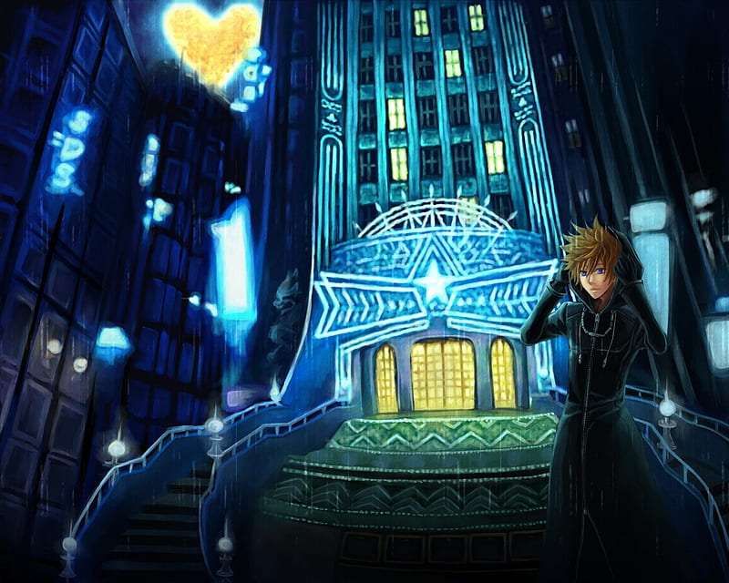 Kingdom Hearts, building, battle, roxas, corazones, HD wallpaper