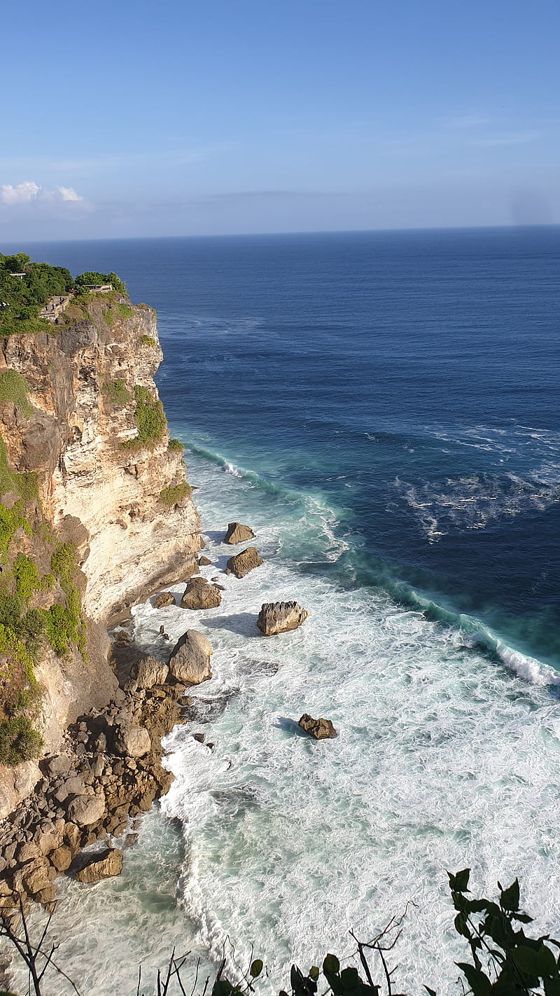 Balinese cliffside, bali, bonito, cliffs, indonesia, landscape, ocean, rocks, scenery, wave, waves, HD phone wallpaper