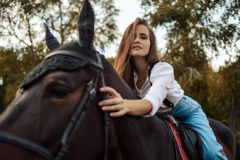 Alina Bozhko, cal, model, cowgirl, girl, woman, horse, Kristina ...