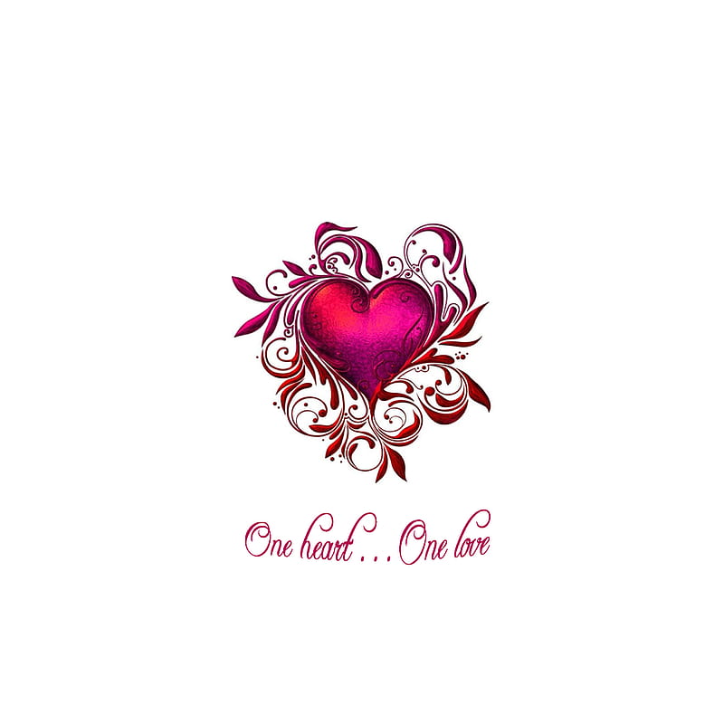 One Heart One Love, lover, pink, sweetheart, valentine, HD phone wallpaper
