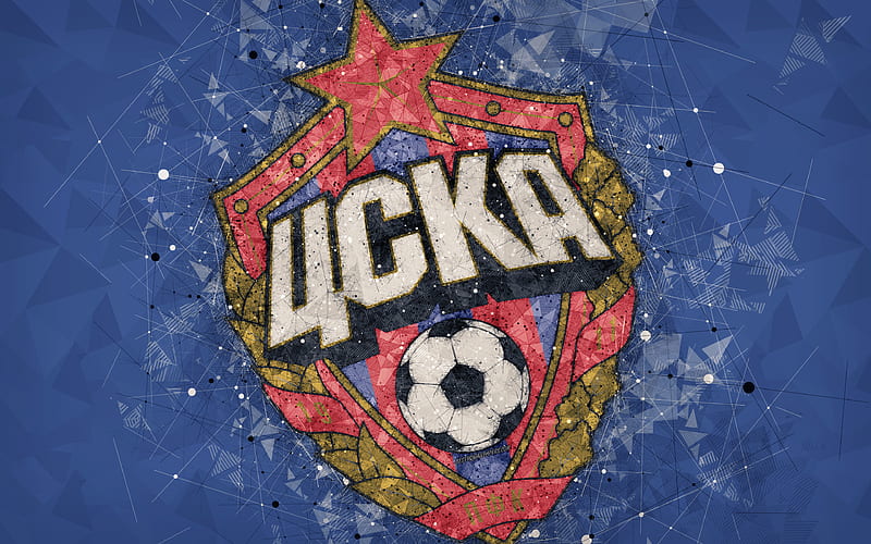 CSKA Moscow FC Russian Premier League, creative logo, geometric art, emblem, Russia, football, CSKA Moscow, blue abstract background, FC CSKA Moscow, HD wallpaper