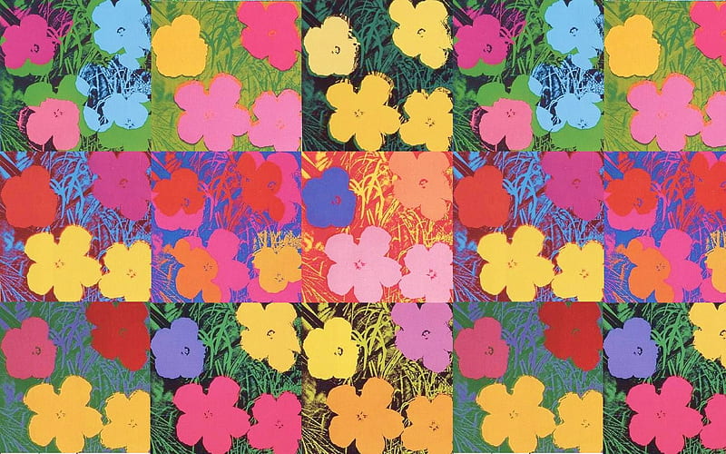 Warhol Flowers 1, art, warhol, pop, sixties, flowers, pop art, HD wallpaper