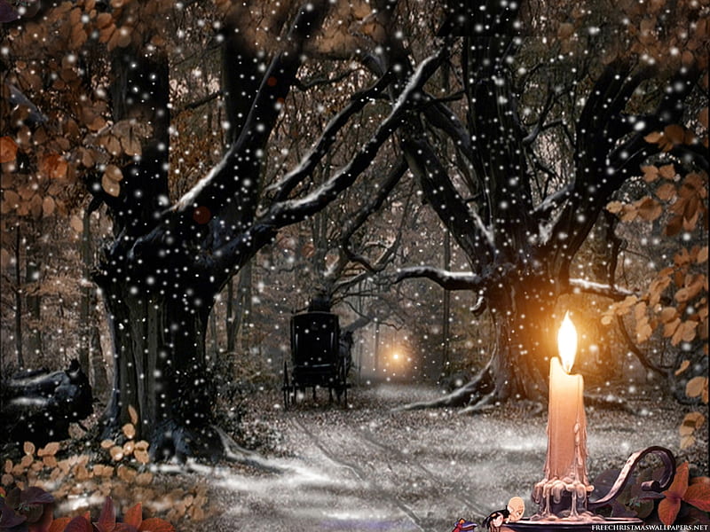 Christmas Snow Nature, candle, waggon, christmas, snow, bank, nature, winter, HD wallpaper