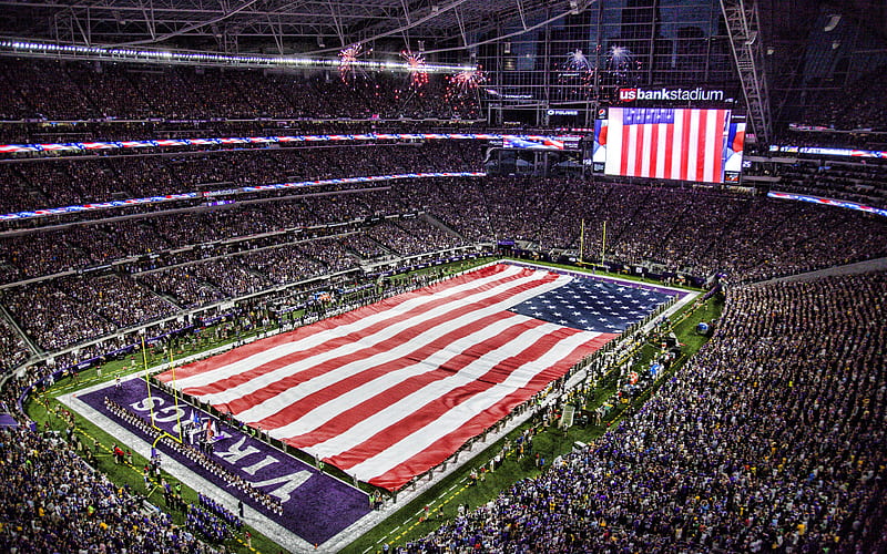 US Bank Stadium, Minneapolis, Minnesota, USA, grunge art, creative art,  painted US Bank Stadium, HD wallpaper