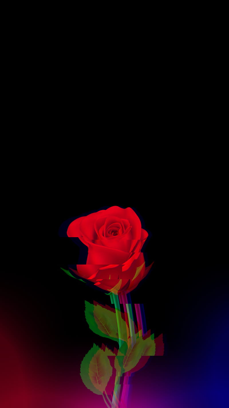 Glitch Rose, red, green, blue, black, rgb, HD phone wallpaper