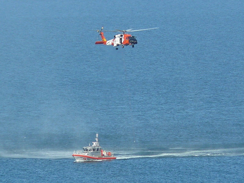 Florida Coast Guard at Work, Coast Guard, Gulf, ship, helicopter, HD wallpaper