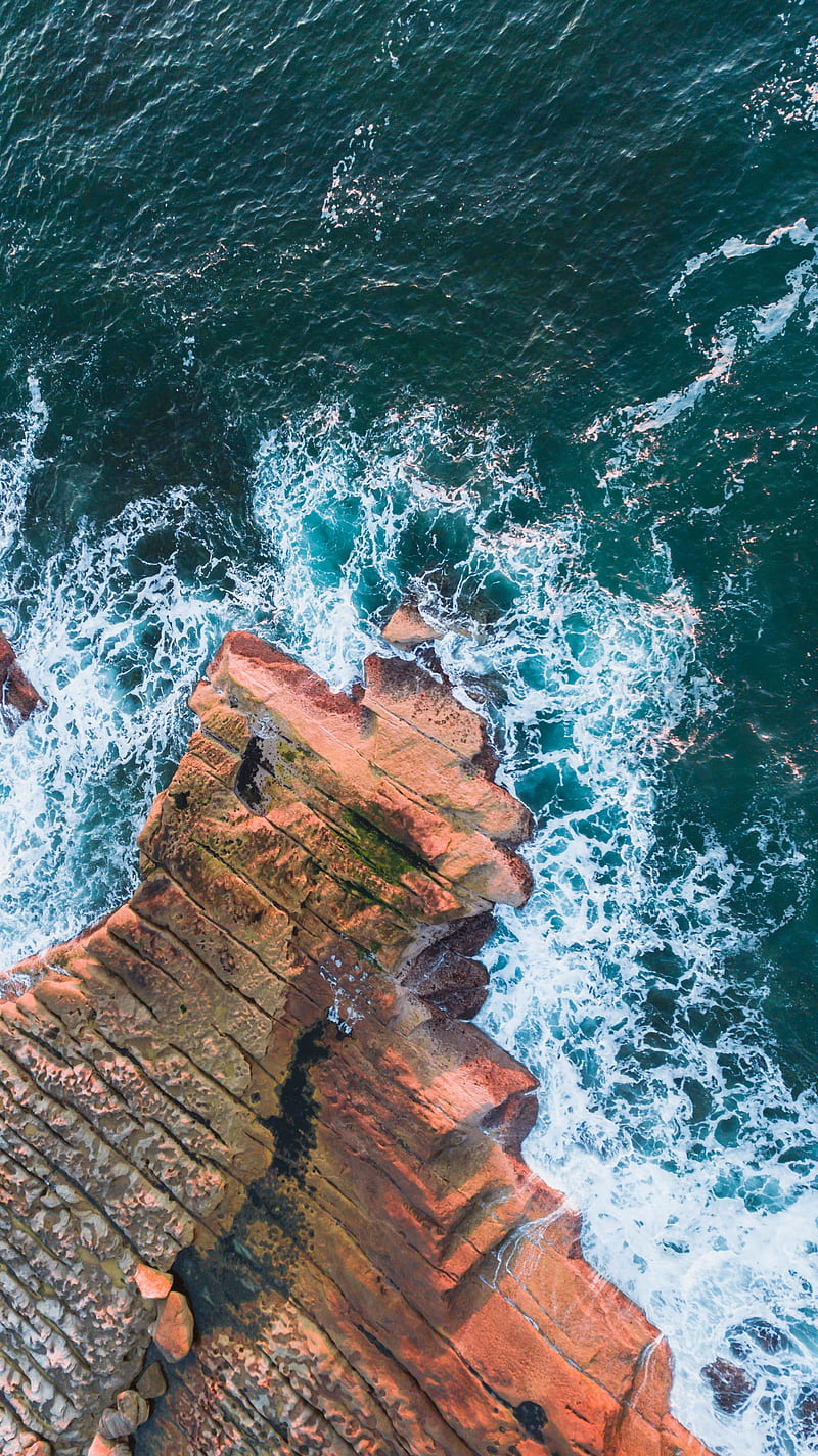 surf, aerial view, rocks, sea, HD phone wallpaper