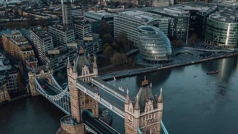 Aerial View Of London Bridge River Buildings Travel, HD wallpaper