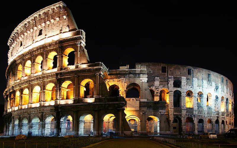 Colosseum at Night, building, structure, ancient, colosseum, rome, italy, HD wallpaper