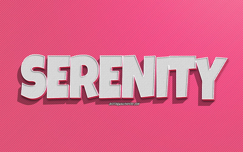Serenity, pink lines background, with names, Serenity name, female names, Serenity greeting card, line art, with Serenity name, HD wallpaper